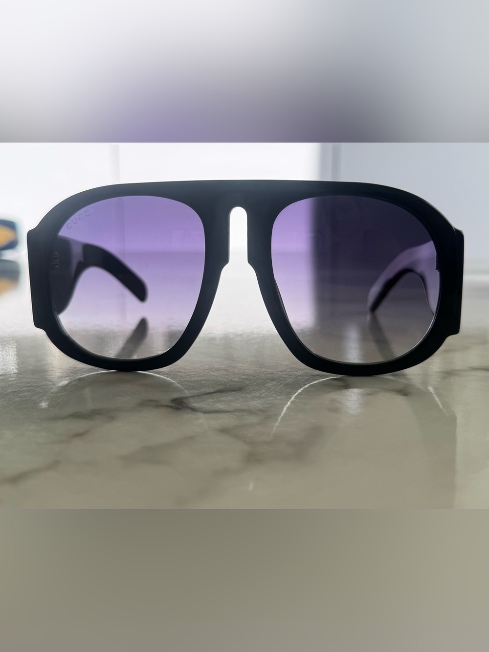 Gucci Black Shield Sunglasses with Dark Gradient Lenses - Picture 9 of 9